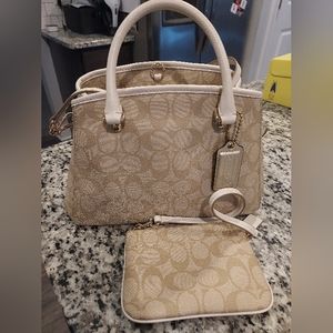 Coach light brown cream purse and wallet set